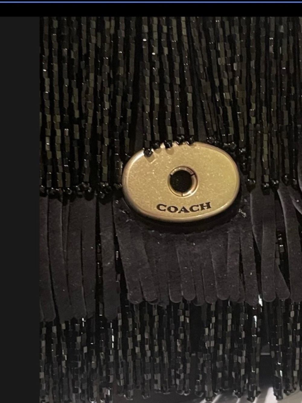 Sale !!! Coach Crystal Beaded Fringe Black Suede Tabby NWT - Picture 5 of 12